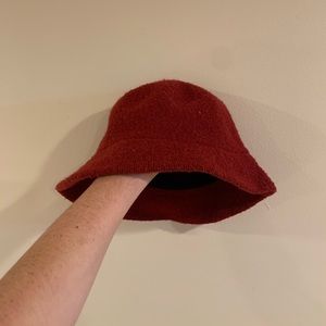 red J. crew fleece bucket hat